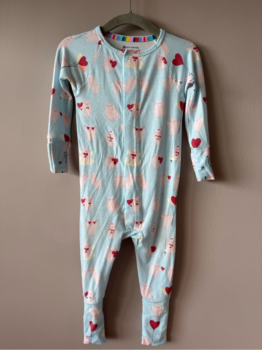Magnetic Me Modal Cupig Pig Hearts Foldover Hands & Feet Sleeper 9-12 months